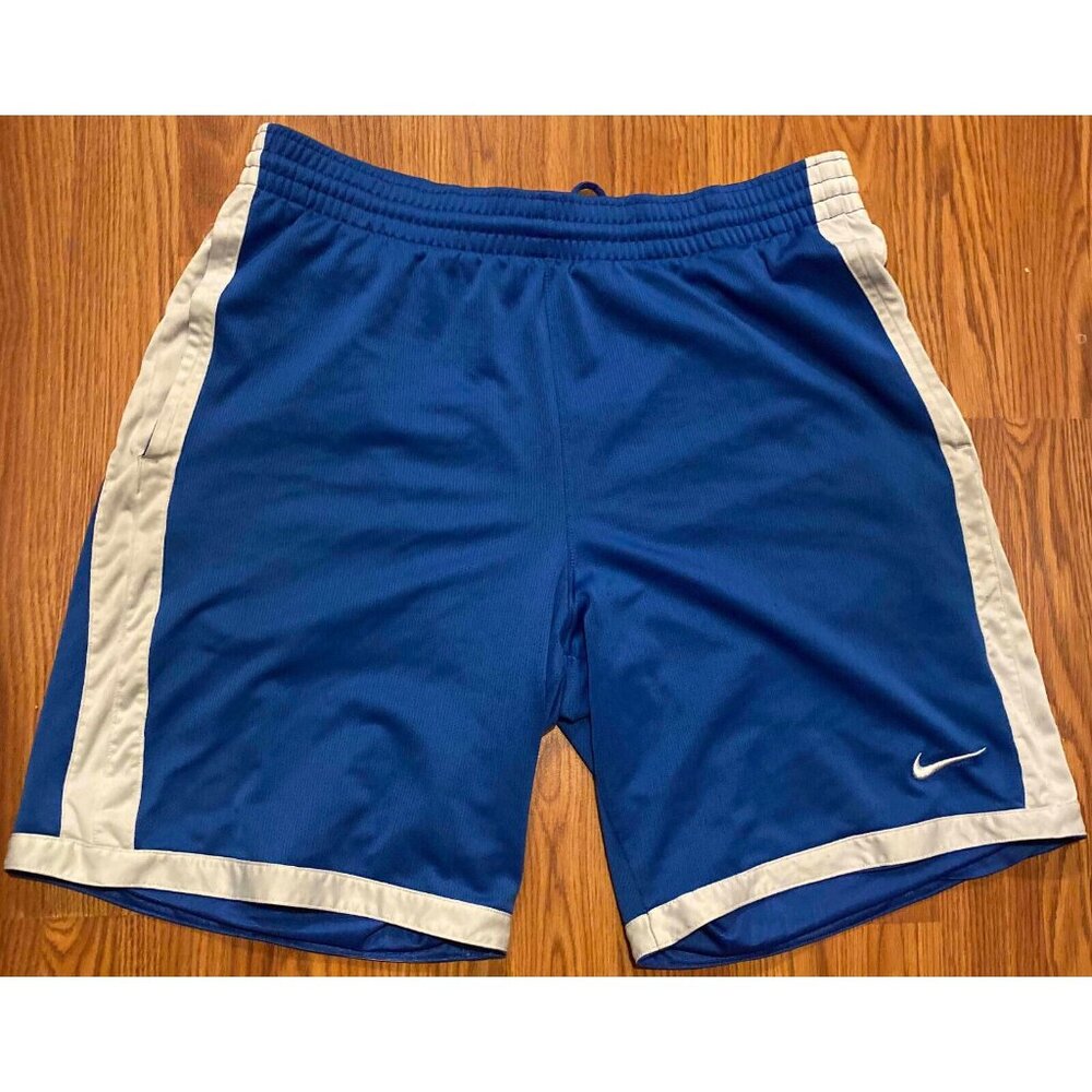 VTG Nike Blue Basketball Swoosh Gym Shorts Mens M 9" Athletic Performance Y2K